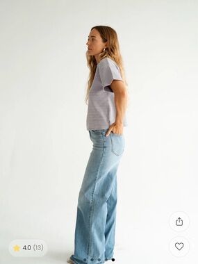 Carly Jean Los Angeles Holland Wide-Leg Jeans in light slightly distressed wash